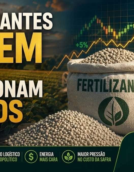Fertilizantes sobem em 2026 e pressionam custos no campo
