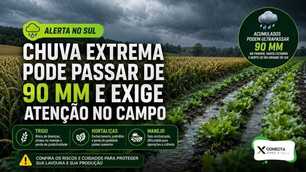 Chuva Extrema no Sul Pode Passar de 90 mm e Preocupa Lavouras
