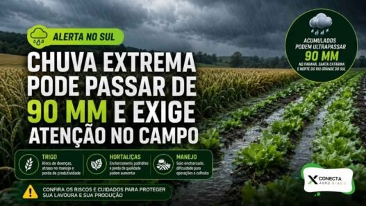 Chuva Extrema no Sul Pode Passar de 90 mm e Preocupa Lavouras