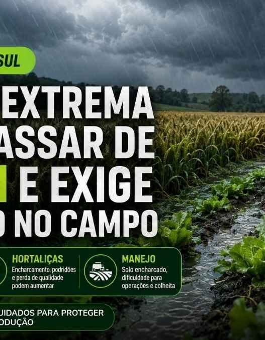 Chuva Extrema no Sul Pode Passar de 90 mm e Preocupa Lavouras