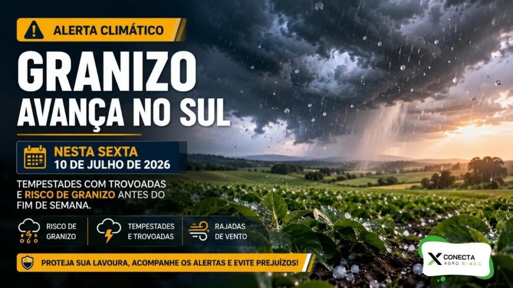 Granizo avança no Sul nesta sexta e pode atingir lavouras antes do fim de semana