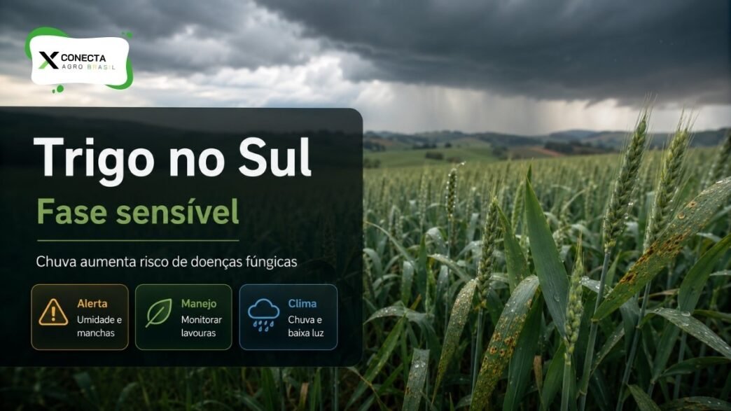 Trigo no Sul Entra em Fase Sensível e Chuva Aumenta Risco de Doenças Fúngicas