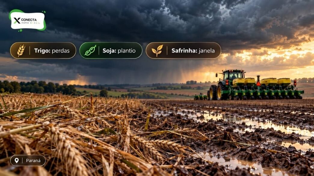 Depois das perdas no trigo, chuva ameaça atrasar a soja e mudar o calendário da safrinha no Paraná