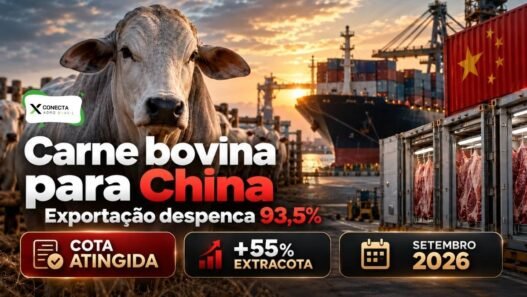Exportação de carne bovina do Brasil para a China despenca 93,5%