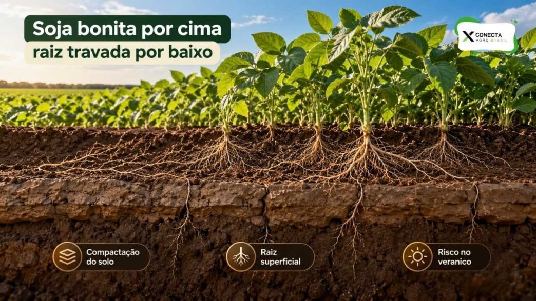 Soja bonita por cima e raiz travada por baixo: o problema que passa despercebido