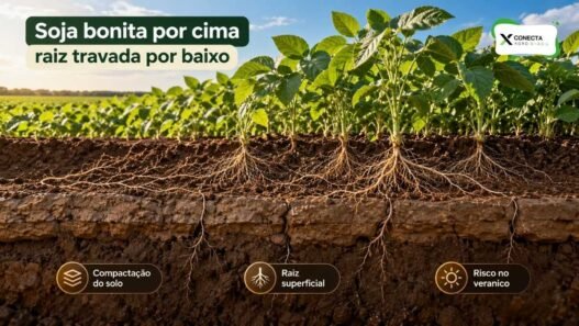 Soja bonita por cima e raiz travada por baixo: o problema que passa despercebido